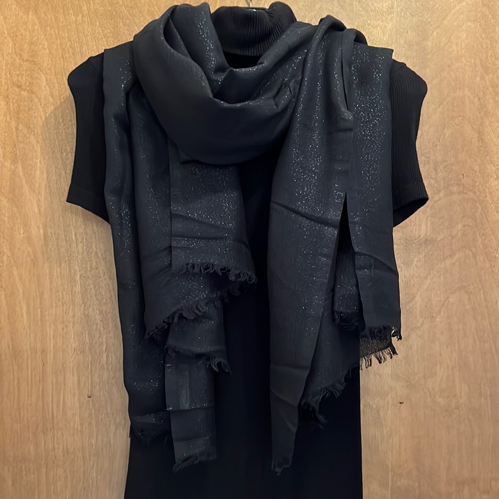 Cache Black Metallic Shimmer Scarf - image 1
